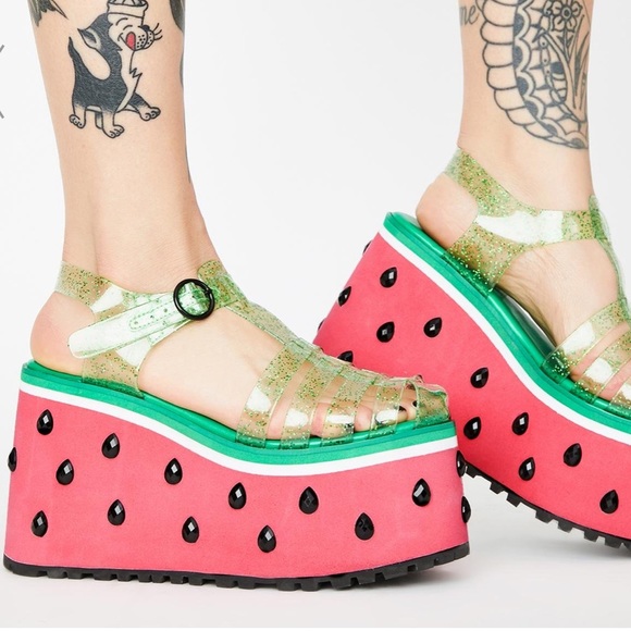 Dolls Kill Shoes New Sugar Thrillz X Dolls Kill Watermelon Jellies